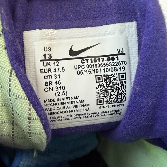 Nike Air Max 270 React CT1617-001 Black Green Purple Size 13 - Picture 8 of 16